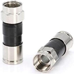 Coaxial Cable Compression Fitting - 50 Pack Connector - for RG6 Coax Cable - with Weather Seal O Ring and Water Tight Grip