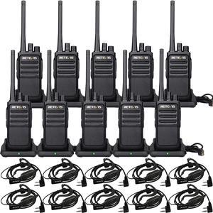 Retevis RT17 Walkie Talkies with Earpiece,Heavy Duty Walkie Talkies Long Range,Rechargeable Two Way Radio with USB Charging Base,for School Church Restaurant Commercial Pet Care (10 Pack)