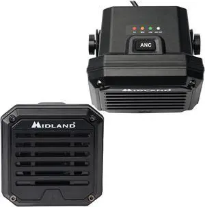 Midland- SPK200 Heavy-Duty 20W Amplified External Speaker - AI Noise Cancelation 180 Degrees Swivel Base Works CB and MXT Radios 8-OHM Sound System 3.5mm Audio Plug - Waterproof Design
