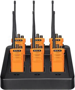 Retevis RT29 Long Range Walkie Talkies, High Power 2 Way Radios with Charging Station, Two Way Radios Rechargeable, 3200mAh, for Manufacturing Transportation(Orange 6 Pack)