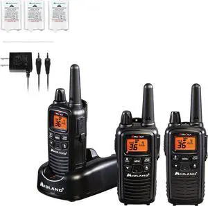 Midland(r) - LXT633VP3 Walkie Talkies with 36 FRS Channels - Two-Way Radio NOAA Weather Alert & Scan Technology, Dual Power Options, 121 Privacy Codes, Silent Operation, Xtreme Range - Black, Set of 3