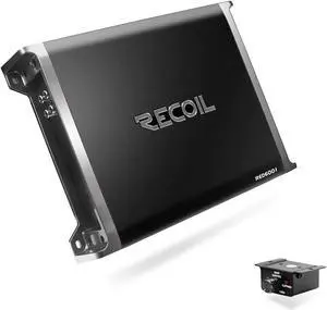 Recoil RED600-1 1320 Watts Class-D Car Audio Mono-Block Subwoofer Amplifier, 1 Ohm Stable, Remote Bass Knob Included