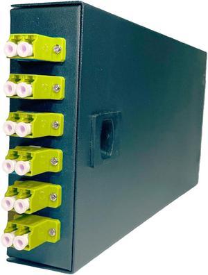 Fiber Optic Wall Mount Box with LC Couplers for Single Mode & Multimode Fiber Optic Cable. | Fiber Box Enclosure for MPOE's, Network rooms, and IDF Rooms. (LC 12 Strand OM1 with Pigtails)