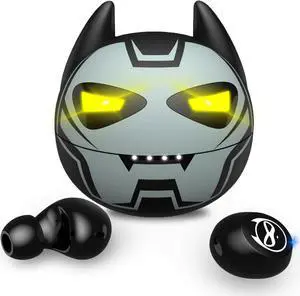 AMAFACE Gray Wireless Bluetooth 5.0 Earbuds, B88-1, IPX5 Waterproof, 36H Playtime, Built-in Mic, LED Display, USB-C, for Kids, Boys, Adults, Gaming