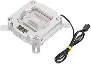 ASHATA CPU Water Cooling Block, Computer CPU Water Cooling Block Water Temperature Block with Temperature Display, Copper Anode Aluminum PC CPU Water Cooling Block for Silver
