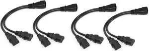 4-Pack UPS Server Y Splitter C14 to 2 x C13 Power Extension Cable