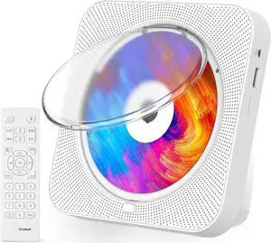 AUSTEPAX Portable CD Player with Speakers Portable CD Player with Bluetooth Support Timed Portable CD Player with Headphones CD Players for Home Support CD FM USB SD AUX Kids CD Player for Gift White