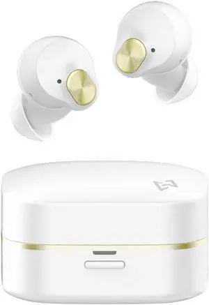 AVIOT TE-Q3 Small Active Noise Cancelling Wireless Earbuds, Bluetooth 5.3, Multipoint Connection, Built-in Mic, Medical Grade Silicone, Up to 42 Hours Playtime, IPX4 Waterproof (White)