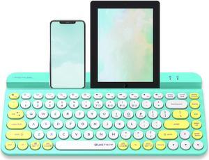 Bloody FBK30 Multi-Device QuietKey Wireless Keyboard, 2.4G and Bluetooth Dual Mode, Up to 4 Devices, Portable with Integrated Stand for Mac iOS Windows Android (Avocado)