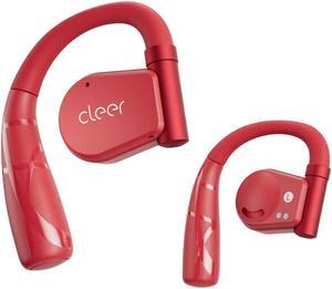 Cleer ARC II Sport Open Ear Headphones, True Wireless Ear Buds with Dual Mic, Sweat Resistant, Multi-Point Connect, 35 Hrs Playtime, Secure Fit, Bluetooth 5.3 Earbuds with Ear Hooks, Preset EQs, Red