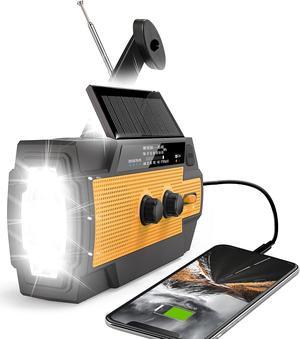 2022 Newest Emergency Crank Radio,4000mAh-Solar Hand Crank Portable AM/FM/NOAA Weather Radio with 1W Flashlight & Motion Sensor Reading Lamp,Cell Phone Charger,SOS Alarm for Home and Emergency(Orange)
