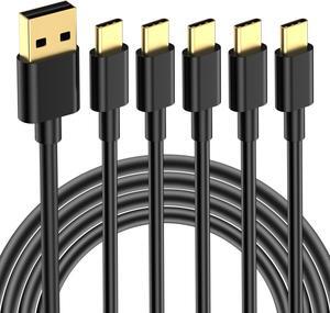 USB A to USB C Cable 10FT (5 Pack), Type C Fast Charging Cord, 20V/3A 60W(MAX) Charger Compatible with Samsung S21 S20 S10 S9 S8, Note 10/9/8, Google Pixel, LG G5/6/7, Moto Z, HTC, Lumia 950