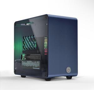 ElectroCookie Raspberry Pi 5 Case, Aluminum Mini Tower Case with Cooling Fan and Color Changing Ambient Light (Blue)