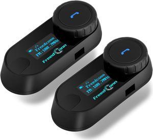 FreedConn Motorcycle Bluetooth Headset TCOM SC Helmet Communication System with Music Sharing/Universal Pairing/2-3 Riders 800M Bluetooth Intercom with LCD Screen (2Pack)