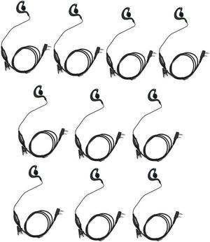 2 Pin G Shape Clip-Ear Headset Earpiece is Compatible with Kenwood PUXING Baofeng UV-5R UV-5RA 888S Retevis H777 2 Way Radio Walkie Talkies (10 Pack)