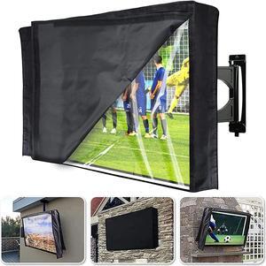 Outdoor TV Cover 60-65 Inch with Clear Scratch Resistant Front Flap + Bottom Cover, HOMEYA 600D Weatherproof & Waterproof TV Screen Protector, Fits Most TV Mounts Stands with Remote Controller Pocket