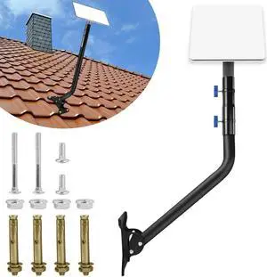 HPEVA Starlink Mounting Kit, Long Wall Mount, Roof Antenna Pole Mount Bracket for Starlink Internet Kit Satellite with Mount Adapter (Black)