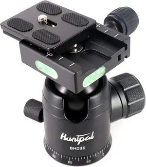 HUNTPAL 36mm Tripod Ball Head Mount for Rifle Shooting Sticks Stands Gun Rest with 1/4" Screw 3/8" Thread Mount, All Metal Ball 360deg Panorama Rotation Platform with Arca Swiss Quick Release Plate