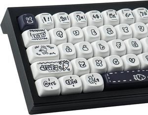 PBT Keycaps - MOA Keycaps, Cute Keycaps for Mechanical Keyboard, 130 Keys, Dye-Sublimation Custom Keyboard Keycap Set for 61/64/68/84/87/100/104/108 Cherry MX Mechanical Keyboard, Carrot Rabbit