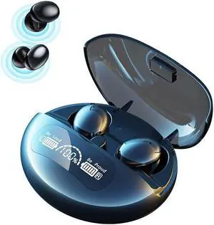 IHAO Sport Earbuds Headphone with Mic 2 in 1 Multifunctional Earpiece TWS in-Ear Headset HiFi Sound Noise Reduction Painless Firm Wear Earphone (Polish Black Dual Earbuds)