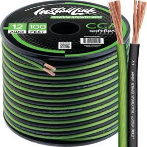 Install Link 12 AWG Gauge Speaker Wire Cable (100 Feet) Stereo, Car or Home Theater, CCA