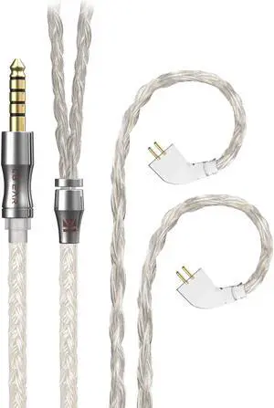 keephifi Earbuds Cable-TFZ 24 Core KBEAR [Expansion] Ear Monitor Upgraded Cable, 4N Copper Silver Plated Cable with 4.4mm Plug, Suit for Live-X T2-Galaxy IEM King-RS and TFZ Series (TFZ4.4, Silver)