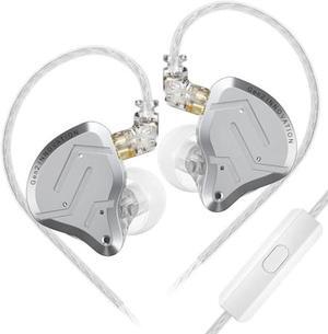 keephifi KZ ZSN PRO 2 Professional Hybrid Technology in Ear Monitor Earphone 1DD+1BA HiFi Gaming Earbuds with 3.5mm Detachable Cable for Audiophile (Silver, with mic)
