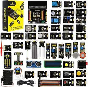 KEYESTUDIO 45 Sensors Starter Kit for BBC Microbit V2.2 V2 V1.5 (Without Micro:bit), Sensor Breakout Board, i2c LCD, Buzzer, 5v Relay with Tutorials 57 Courses Coding for Teens Adults