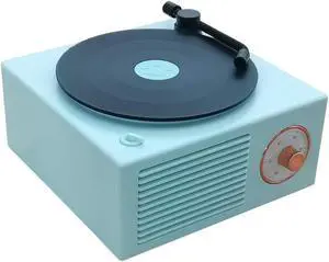 KintiSun Old Fashioned Classic Style Bluetooth Speaker Green Vinly Record Player Style Cute Look Creative Gift for Girls Bass Enhancement Loud Volume Speaker