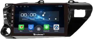 Kunfine Car Android Navigation Stereo GPS Radio Reverse Camera Display 10" IPS Touchscreen Headunit Tablet Pad Media Player for Toyota Hilux 2015-2020 LHD, if Applicable Quad Core 1G+16G