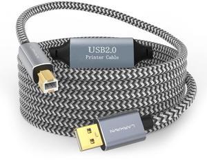 USB 2.0 Printer Cable - 50 Feet Active Repeater, Compatible with HP, Canon, Epson, Dell, Brother, Lexmark, Xerox