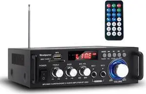Mestpurer Stereo Power Amplifier with Wireless Bluetooth - LED Display Power Amp, Audio Amplifier for Speakers with Dual Channel Stereo Receiver - Max 300Wx2 Home Theater Amp, USB/SD/RCA/MIC/FM