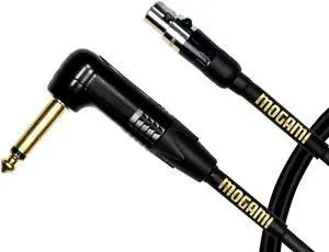 Mogami GOLD BPSH TS-30R Belt Pack Instrument Cable for Wireless Instrument Systems, 1/4" TS Male Plug to Mini XLR-Female 4-Pin, Right Angle to Straight Connectors, 30 Inch