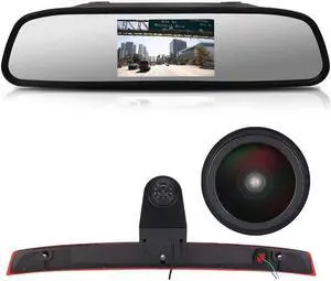 HD 1280x720 Pixels 1000TV Lines 3rd Brake Light Reverse Camera Brake lamp Parking Camera for Mercedes Benz Viano Vito W639 Van 3 VW Crafter ab 2017 Transporter Van+4.3" car Reverse Screen
