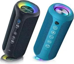 Ortizan X8PRO & X10 Blue, Portable Wireless Bluetooth Speakers, IPX7 Waterproof Shower Speaker with Deep Bass/LED Light/30H Battery/TF Card/AUX, True Wireless Stereo Speaker for Indoor&Outdoor