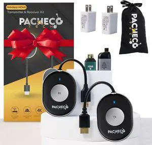 Wireless HDMI Transmitter and Receiver 4K, Pacheco Tech Streaming Media Video/Audio/File HDMI Wireless Extender, for Laptop, Camera, Cable Box, Netflix, PS5, Phone to Monitor, Projector, HDTV 165FT