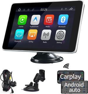 Wireless Portable Car Stereo with Rear Camera Dash or Windshield Mounted, 7.5 inch IPS Touchscreen Car Receiver Compatible with Carplay/Android Auto, Bluetooth, Mirror Link, Google/Siri Assistant