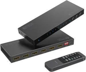 4K 60Hz HDMI Matrix 4x2, PORTTA 4 in 2 Out Switch Splitter with Toslink 3.5mm Audio Extractor, ARC, 16 EDID Modes, 4K Downscale, and IR Remote Support HDMI 2.0b HDCP 2.3/2.2 HDR 3D