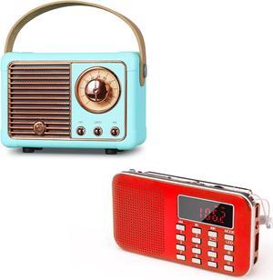 Mini Portable Radio AM FM Pocket Radio PRUNUS J999 Portable Retro Bluetooth Speaker
