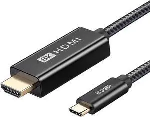 QCEs USB C to HDMI Cable 8K 6.6Ft, Unidirectional Type C to HDMI 2.1 Cable 8K 4K HDR Thunderbolt 3/4 to HDMI Compatible with iPhone 15, MacBook Pro/Air, iMac, XPS, Galaxy S23