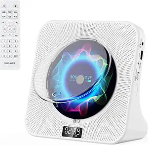 Qoosea CD Player Bluetooth CD Player with Speakers Desktop CD Players for Home with LED Screen AUX Port FM Radio USB Port IR Remote Control
