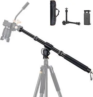 41" Aluminum Tripod Extension arm Retractable Horizontal Center Column arm with 1/4'' and 3/8'' scerws, 360deg rotatable for Overhead, Multi-Angle Photography,Load Up to 33lbs,Tripod not Included