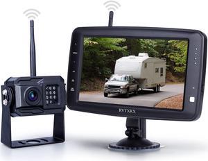 Wireless Backup Camera System with 7 inch Splitscreen, Waterproof Wireless Rear View Camera with Night Vision, Support add 2nd Wireless Reversing Camera for Trailer, RV, Trucks, Horse-Trailer, etc