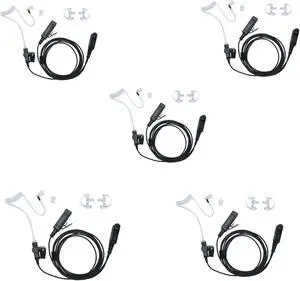 Sarcia XPR 3500e Earpiece for Motorola,2 Wire Covert Acoustic Tube Surveillance Kit Headset with Five Pair Medium Earmolds for Motorola XPR3500 XPR3000 XPR3300 XPR3300e 2 Way Radio Walkie Talkie 5Pack
