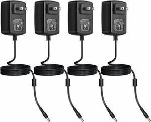 [UL Certified] Security-01 AC 100-240V to DC 12V 2A Power Supply Adapter, Plug 5.5mm x 2.1mm for CCTV Camera DVR NVR Led Light Strip, 4-Pack