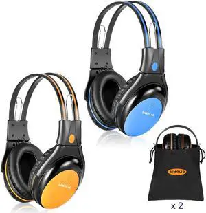 SIMOLIO IR Headphones for Car DVD w/Volume Limited, Wireless Infrared Headphone for Honda Odyssey, Toyota Sienna, uConnect, Chrysler Pacifica, Gmc Yukon, Universal 2 Channel, Foldable,AUX Cord,2 Pack