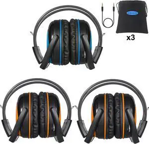SIMOLIO 3 Pack of Car Wireless Headphones for Kids with 3-Level Switchable Volume Limited, Infrared Wireless Headphones for Kids Travelling, Universal 2 Channel Automotive IR Headphones