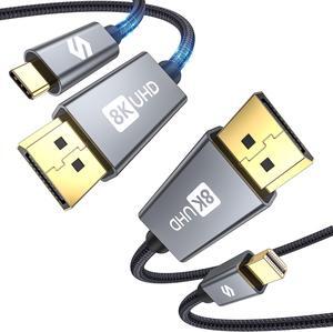 Silkland [8K USB C to DP Cable] + [8K Mini DP to DP Cable]