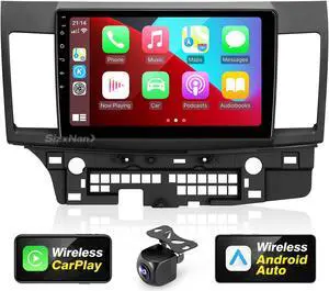 SizxNanv for Android 11 Compatible with Wirelessly Carplay Android Auto,Car Radio Stereo Bluetooth Navigation GPS WiFi FM/AM 8 core 4GB+64GB 1280X720 Touchscreen Backup Camera for Lancer 2008-2017