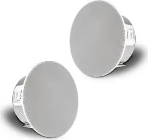 Sound Town Pair of 4.5" Coaxial in-Ceiling Speakers with Low-Profile Design, Metal Backcan and Tile Rails, 70V/100V/8-Ohm Switchable, Magnetic Grill, White (STCS4CLP-PAIR)